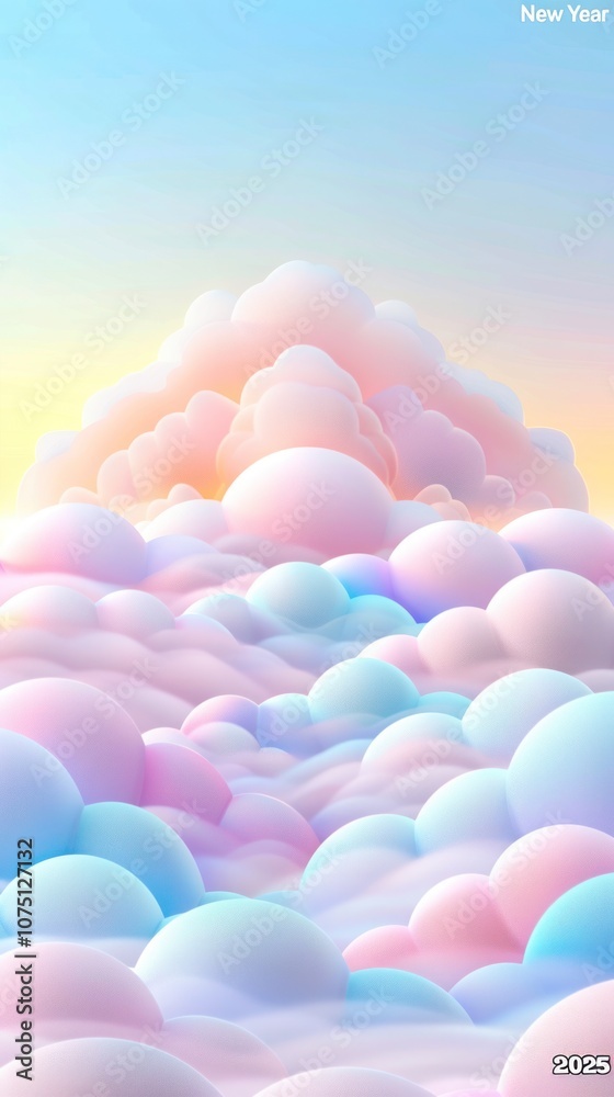 Frosty New Yearâ€™s design with a subtle snow-covered landscape and a pastel sky, ideal for placing text in the top section