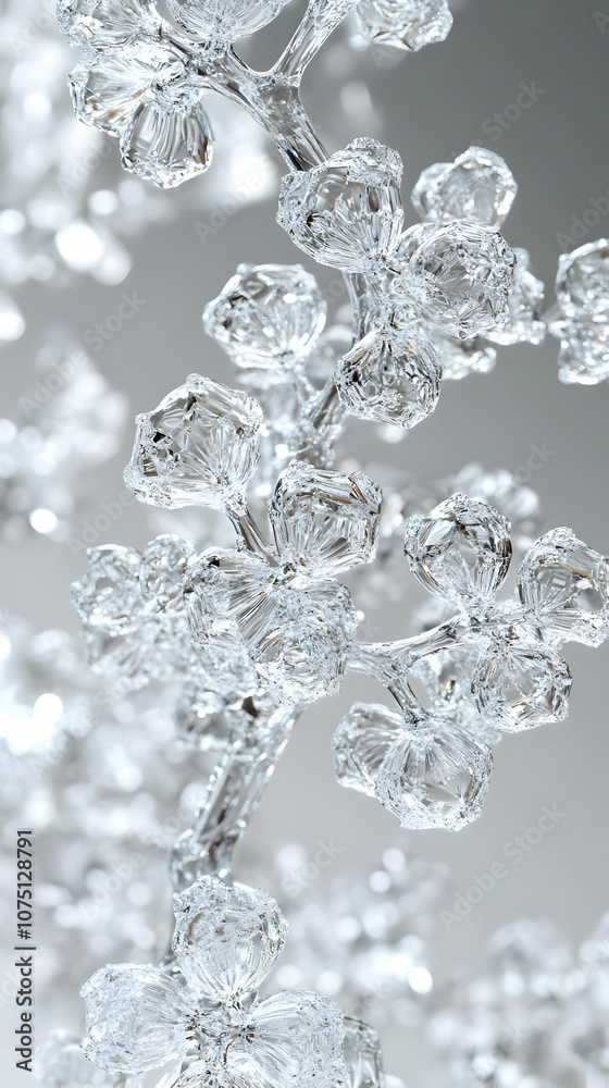 3D Rendered Ice Flowers Abstract Background Illustration 3D Rendered Ice Flowers Abstract Background Illustration