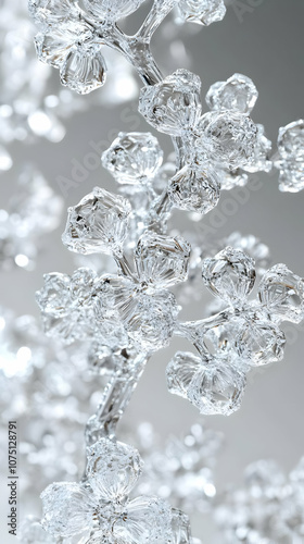 3D Rendered Ice Flowers Abstract Background Illustration