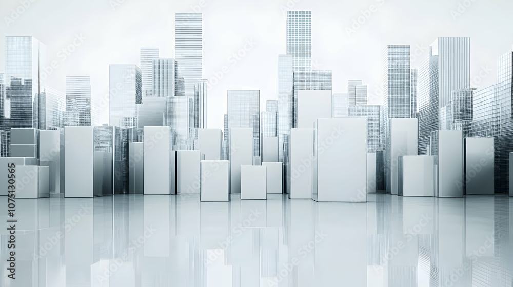 Abstract Cityscape with Glass Buildings, architecture, modern, urban, skyscraper, reflection Abstract Cityscape with Glass Buildings, architecture, modern, urban, skyscraper, reflection