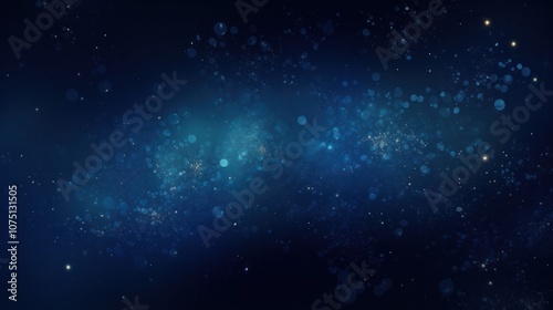 A mesmerizing dark blue background filled with ethereal glowing particles that float gently in the air, creating a sense of depth and tranquility. The particles vary in size and brightness