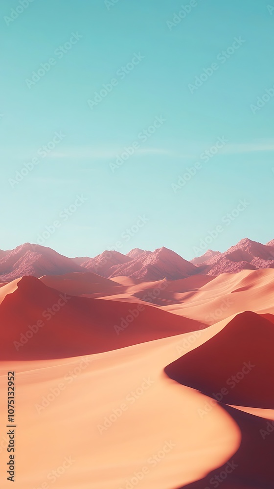 Naklejka premium Desert Landscape with Mountains and Blue Sky