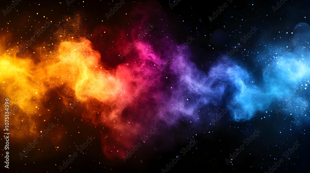 Naklejka premium Abstract Background - Colorful Nebula Clouds, Cosmic Dust, and Stars