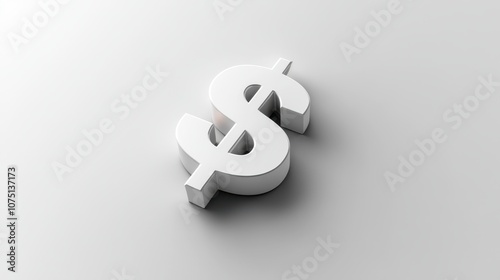 A minimalist dollar sign displayed against a smooth light background, symbolizing finance and wealth in a contemporary style