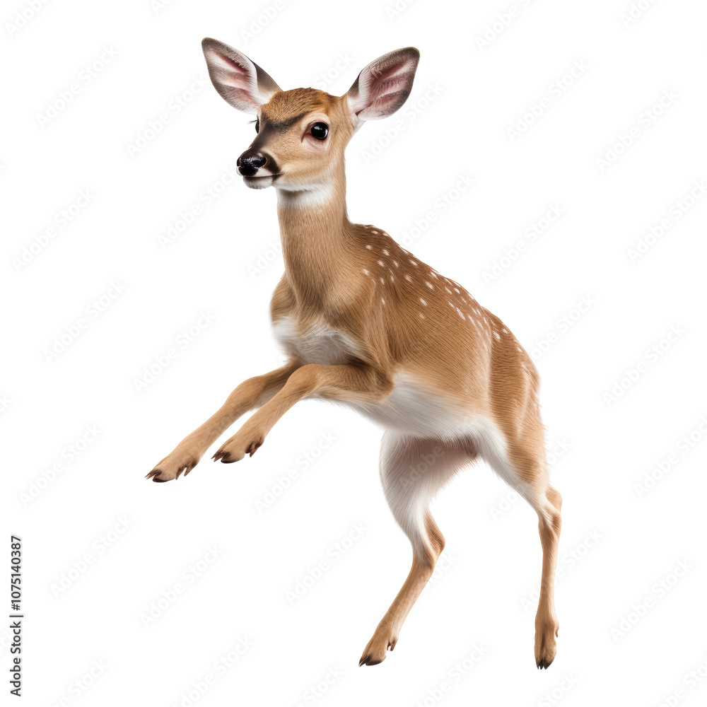 Fototapeta premium roe deer jumping isolated on transparent background cutout