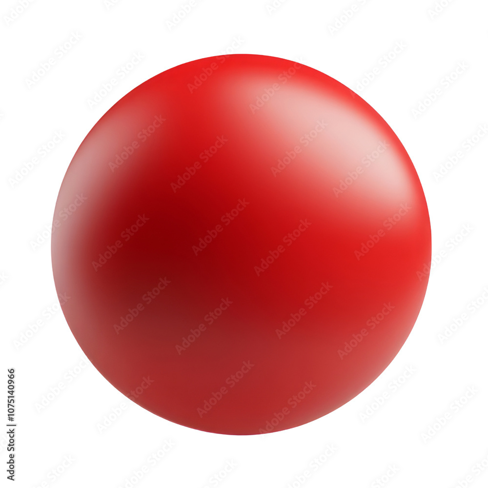 red sphere ball 3d render icon isolated on transparent background cutout
