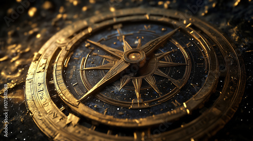 Wallpaper Mural Vintage brass compass with intricate details on dark background for exploration and adventure theme Torontodigital.ca