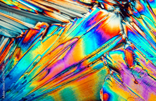 Crystals of magnesium sulphate (Epsom slats) under the microscope  photo