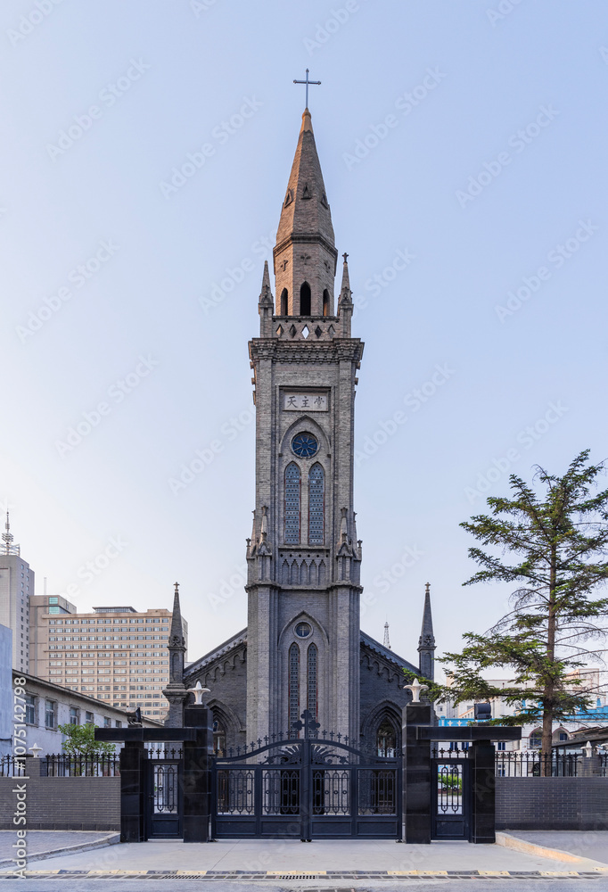 Obraz premium View of the Catholic Church in Liaoyang, Liaoning province