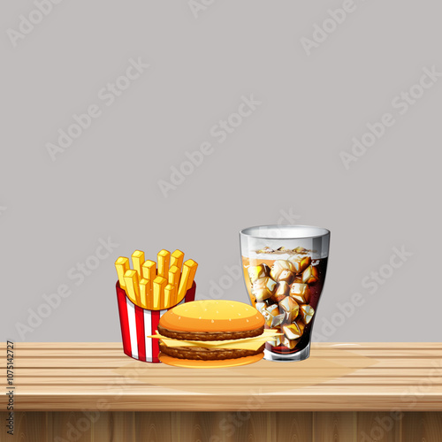 fast food deal includin burger fries photo