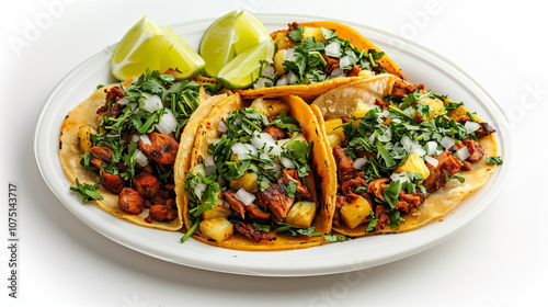 Tacos al Pastor with Marinated Pork and Pineapple on Flour Tortillas