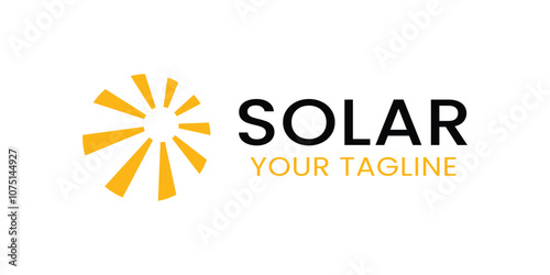 Solar energy logo. Sunshine logo icon design template. Good for green energy company with a solar themed. photo