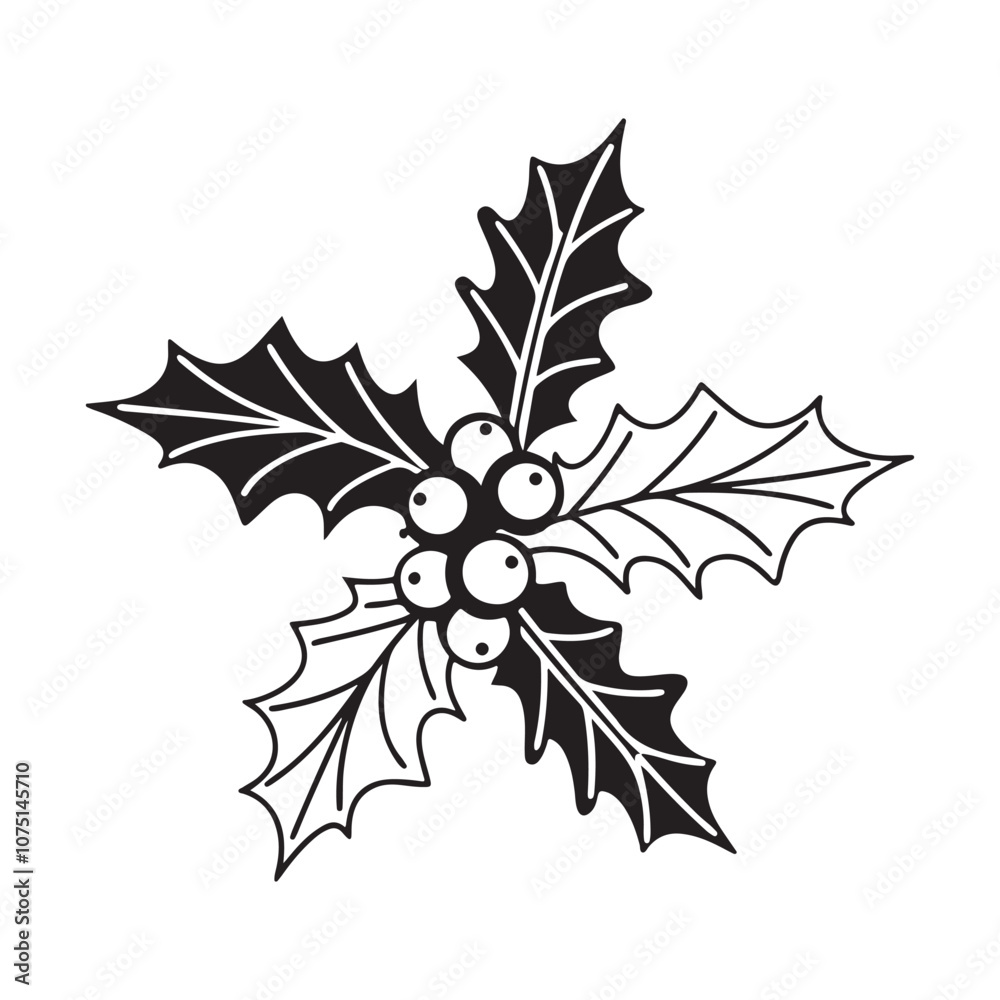 Naklejka premium Holly Berry Icon - Festive Flat Design for Christmas.