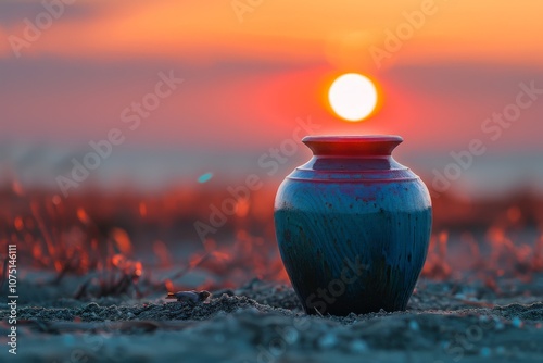 Urn burial ceremony as a symbol of final farewell photo