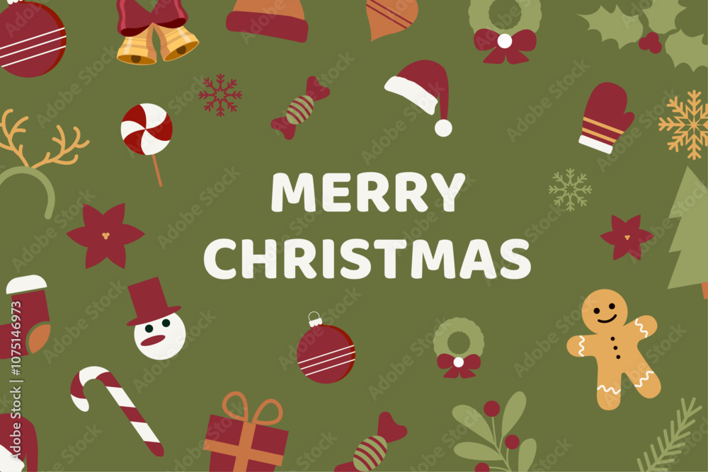 Fototapeta premium Merry Christmas and Happy New Year design for banner, card, cover, poster, advertising, wallpaper.
