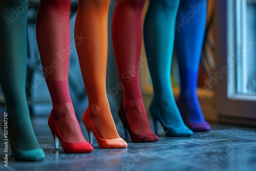 Solid Color Tights in Red, Blue, and Green for a Fashion Statement photo