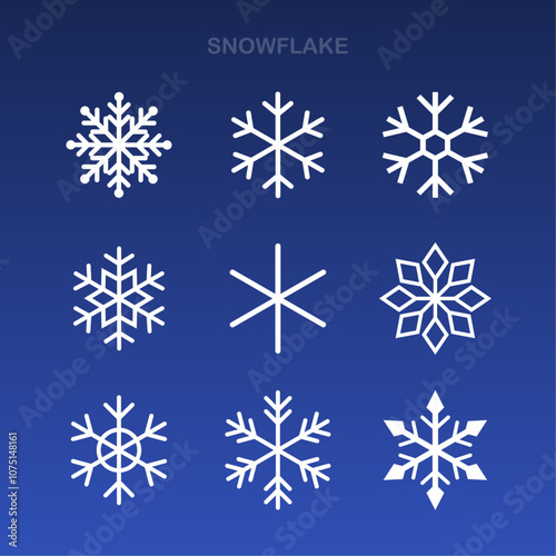 Snowflake set christmas decoration vector illustration