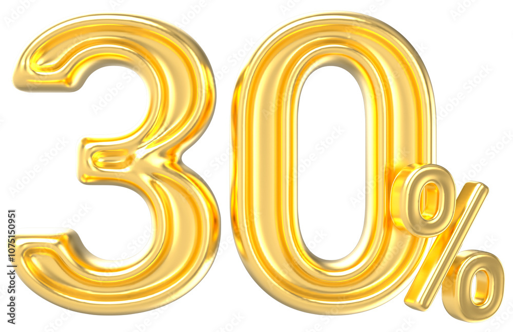 Gold Number 30 Percent 3D Render Gold Number 30 Percent 3D Render