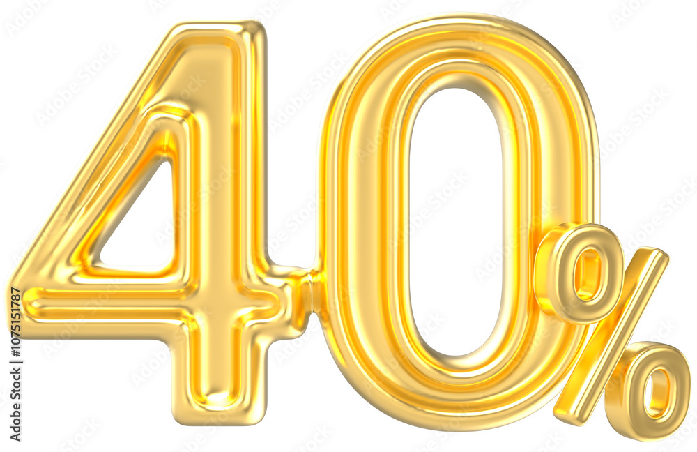 Gold Number 40 Percent 3D Render Gold Number 40 Percent 3D Render