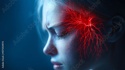Conceptual Illustration of Transient Ischemic Attack Showing Brain Arterial Blockage