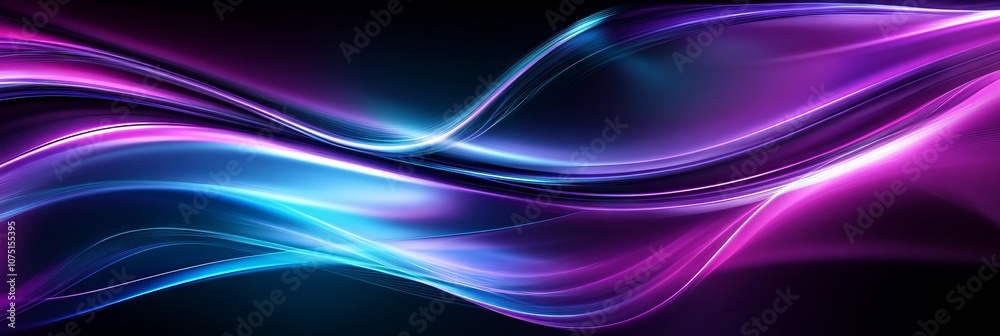 Fototapeta premium Abstract Purple and Blue Background with Glowing Light Lines. AI generated illustration