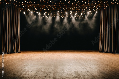 Stunning Stage with Dramatic Lighting and Wooden Floor