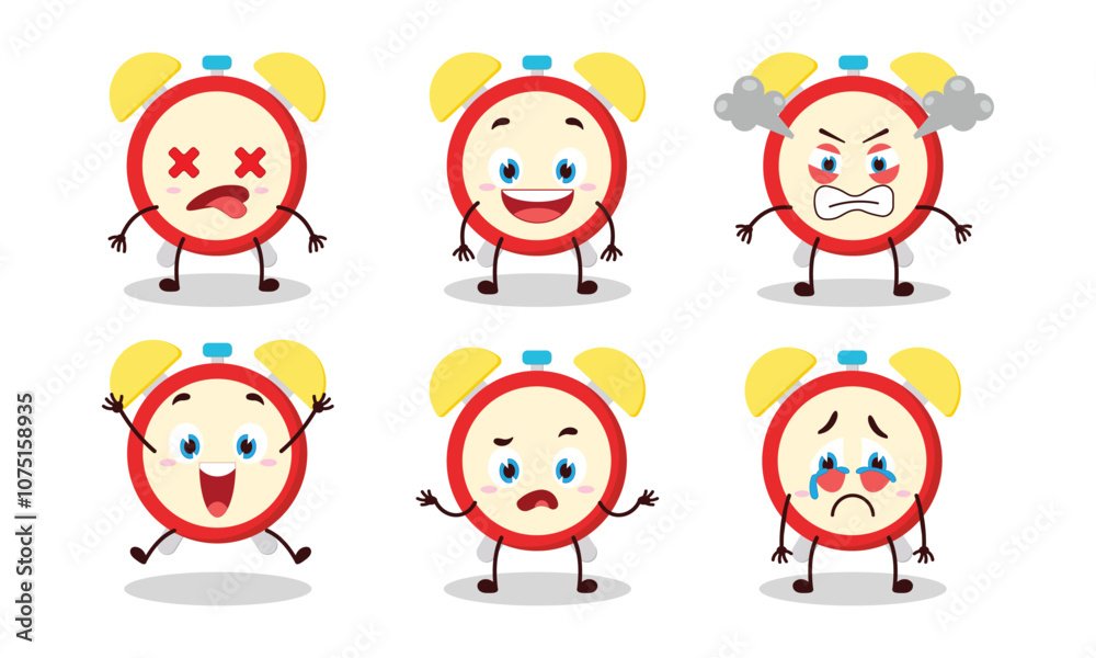 cute clock with many expressions design illustration cute clock with many expressions design illustration