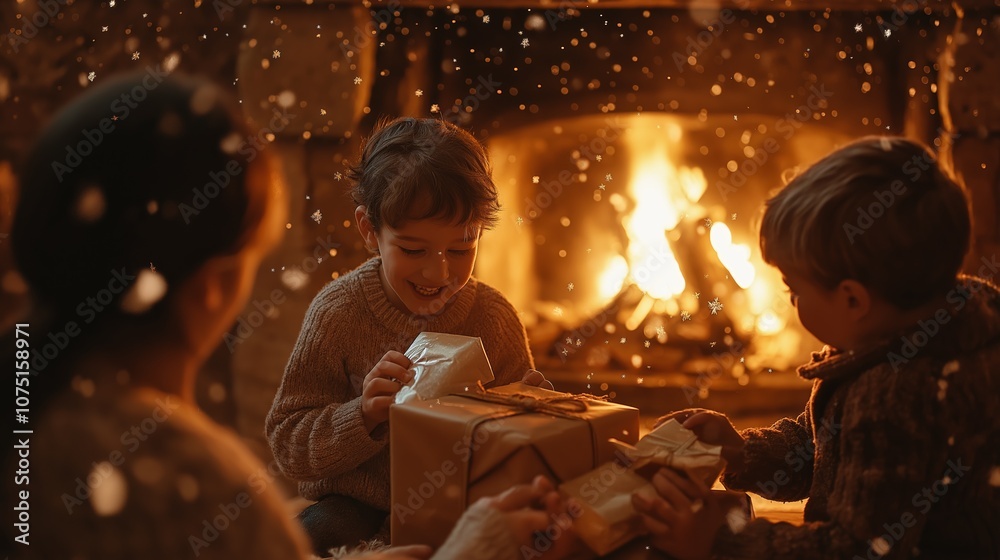 Family Joy and Falling Snowflakes Family Joy and Falling Snowflakes