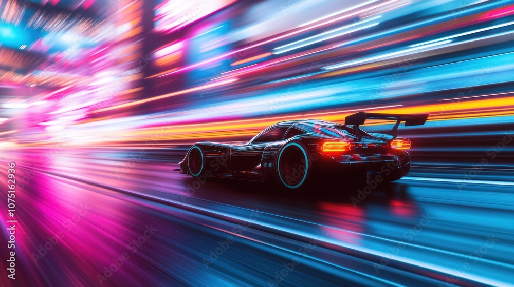 Speeding Through Neon City Speeding Through Neon City