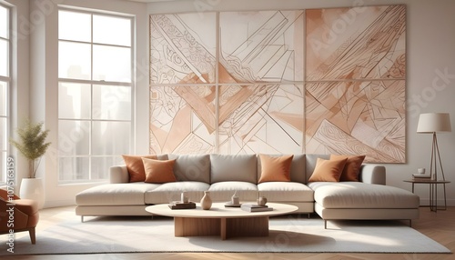 Fototapeta Naklejka Na Ścianę i Meble -  Photo interior modern design room 3d illustration