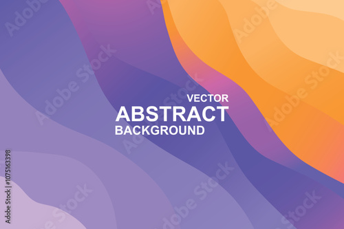 Abstract background with wavy and curvy layered shapes in gradient colors from purple to orange. Decorative wallpaper with vibrant dynamic effect of rippled diagonal line forms. Vector illustration