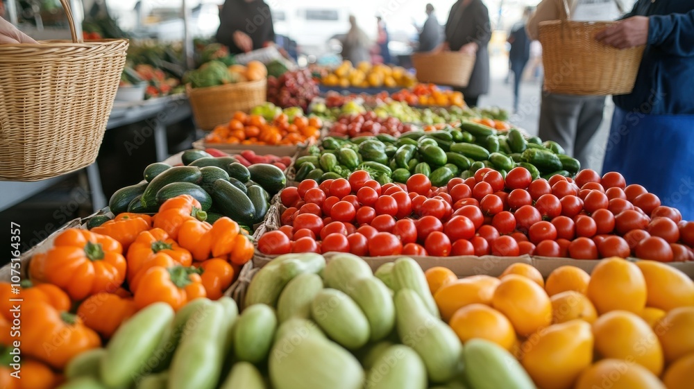 Vibrant display of fresh vegetables at a local market. Vibrant display of fresh vegetables at a local market.