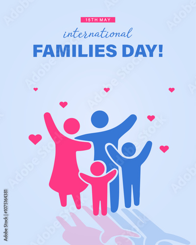 International families day vertical vector template design.