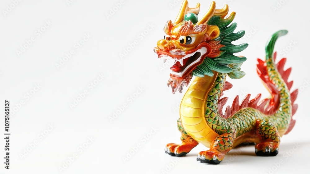 Fototapeta premium Vibrant ceramic dragon sculpture showcasing intricate details and traditional artistry.