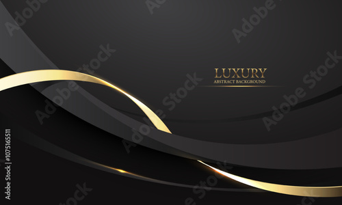 Abstract black gold light luxury wave curve with blank space for text place design modern creative background vector