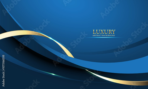 Abstract blue gold light luxury wave curve with blank space for text place design modern creative background vector