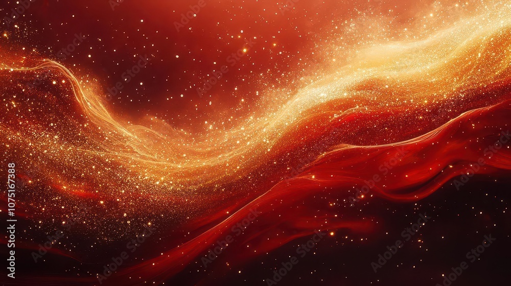 red liquid swirling with golden glitters against a rich red background, creating a mesmerizing, magical effect that evokes a sense of wonder and fantasy in a visually striking composition red liquid swirling with golden glitters against a rich red background, creating a mesmerizing, magical effect that evokes a sense of wonder and fantasy in a visually striking composition