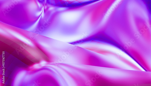 Abstract purple and pink silk fabric texture with elegant curving folds and a soft, satiny sheen. photo