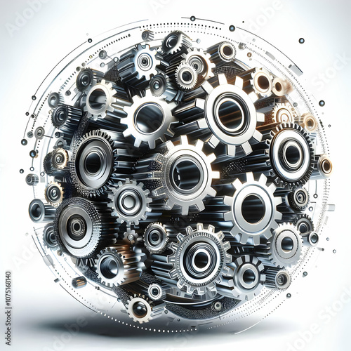 Wallpaper Mural 3D Glossy Metallic Gears with Digital Enhancements and Copy Space Concept for Science Fiction Day Advertising, Interlocking Gears on Glossy Metallic Background Ideal for Promotional Banners Torontodigital.ca