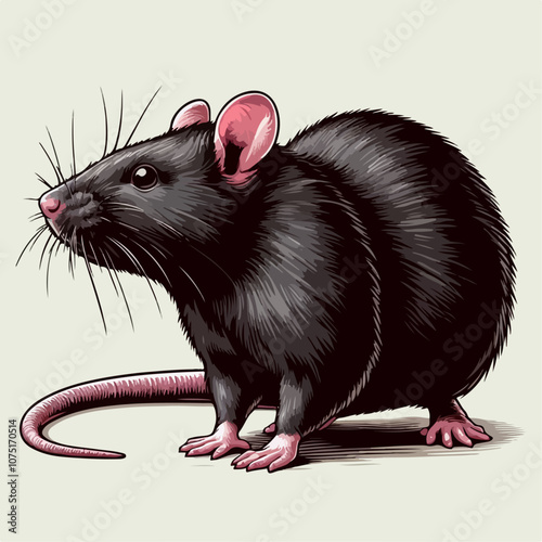 black rat on white background