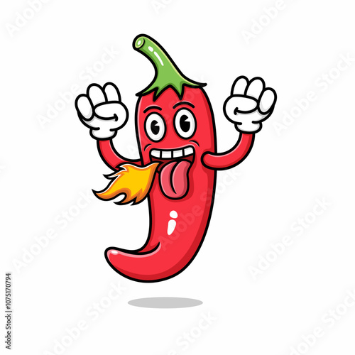 cartoon red chili, strong with spicy.