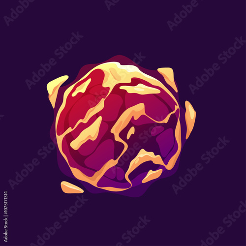 Round sphere with clouds or fog. Vector isolated futuristic or fantasy energy ball for game design. Magic or spiritual orb with haze or mist. Mysterious celestial body or planet with texture