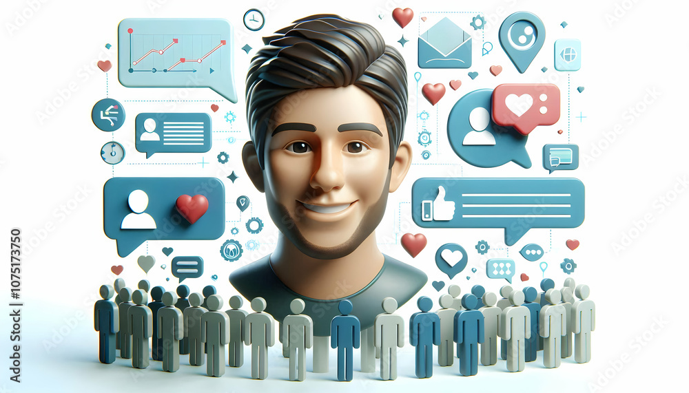 3D Close Up Portrait Community Manager Face Digital Communication Tools Engaged Expression Modern Technology Ample Copy Space Icon Isolated White Background for Creative Projects 3D Close Up Portrait Community Manager Face Digital Communication Tools Engaged Expression Modern Technology Ample Copy Space Icon Isolated White Background for Creative Projects