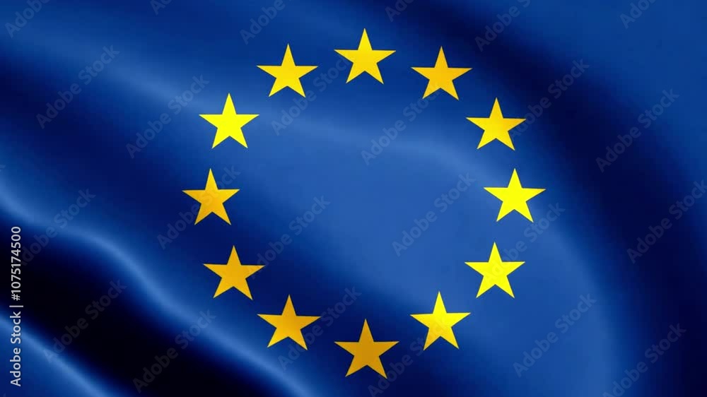 EU flag - European Union. National 3d Europe flag waving. Flag of Europe footage video waving in wind. The European flag 4K animation EU flag - European Union. National 3d Europe flag waving. Flag of Europe footage video waving in wind. The European flag 4K animation