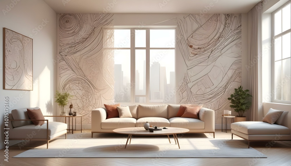 Photo interior modern design room 3d illustration
