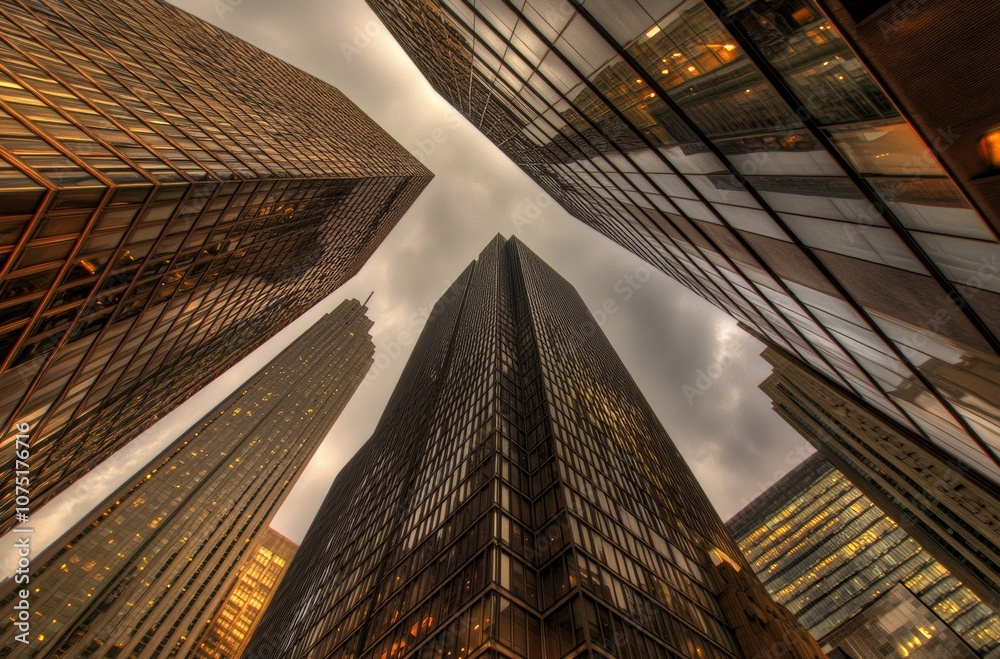 Naklejka premium Business skyscrapers in the Financial District, Toronto Downtown.