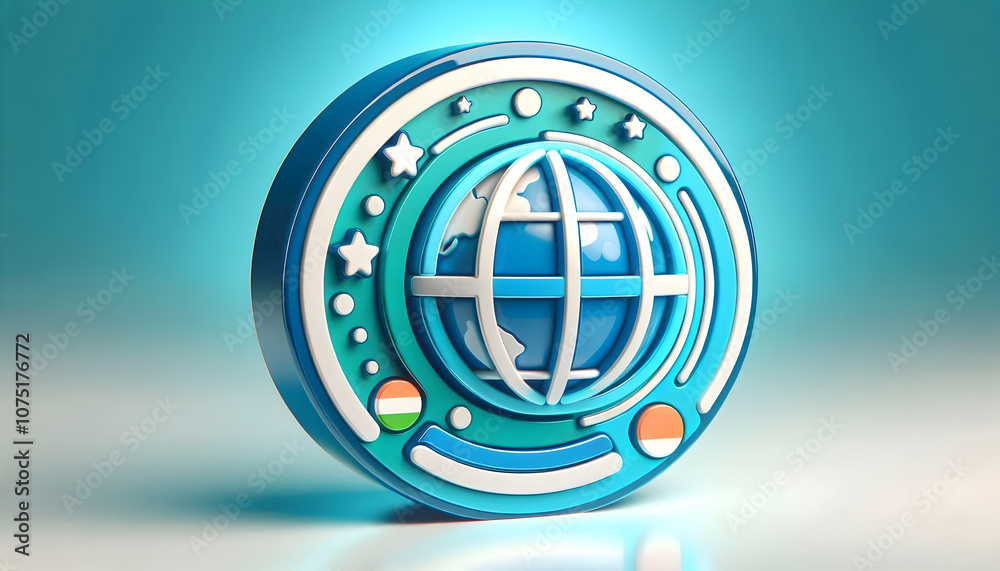 3D Glossy Cyan Background Stylized Globe Highlighted Borders Copy Space Republic Day Global Presence Unity International Themes Cute Chibi Icon Isolated White Background 3D Glossy Cyan Background Stylized Globe Highlighted Borders Copy Space Republic Day Global Presence Unity International Themes Cute Chibi Icon Isolated White Background