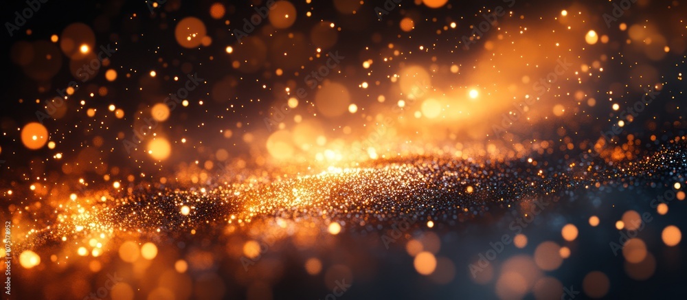 Fototapeta premium Abstract golden light bokeh and glitter background.