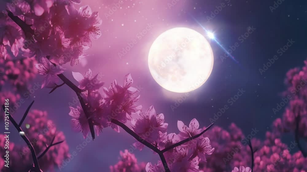 perpaduan bunga sakura dan bulan purnama yang sangat . seamless looping time-lapse virtual 4k video Animation Background.
perpaduan bunga sakura dan bulan purnama yang sangat . seamless looping time-lapse virtual 4k video Animation Background.