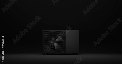 rotating fan of a heat pump energy as a heater and alternative energy - 3D Animation 4k 60 fps DCI seamless loop 